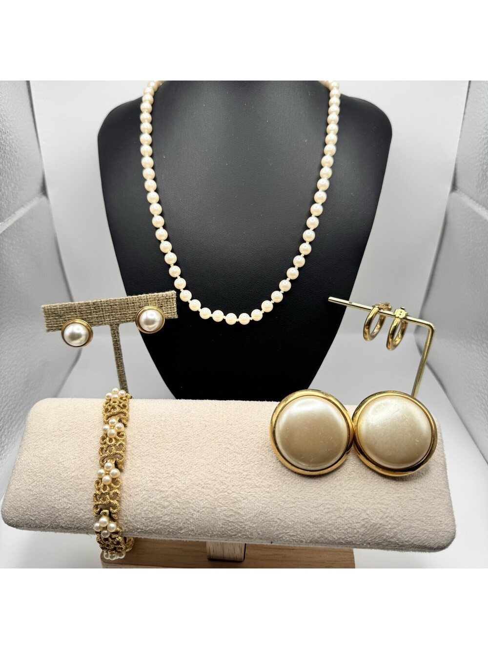 Vtg Mixed Estate Pearl Jewelry Lot Trifari Richelieu Faux Pearls MidCentury